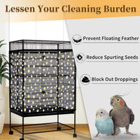 Bird Cage Seed Catcher, Large Bird Cage Cover - Black, Daisy Design - image 4