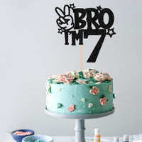 1 PCS Brother I'm 7 Cake Topper Glitter Star Happy 7th Birthday Cake - Black 7th - image 4