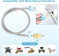 FHTONGE 304 Stainless Steel Automatic Water Dispenser with Drainage for Outdoor Big Dog, Large Auto Fill Dog Waterer Float Valves for Livestock Poultry Horse Cow Goat Pig Chicken Duck Rabbit Drinking