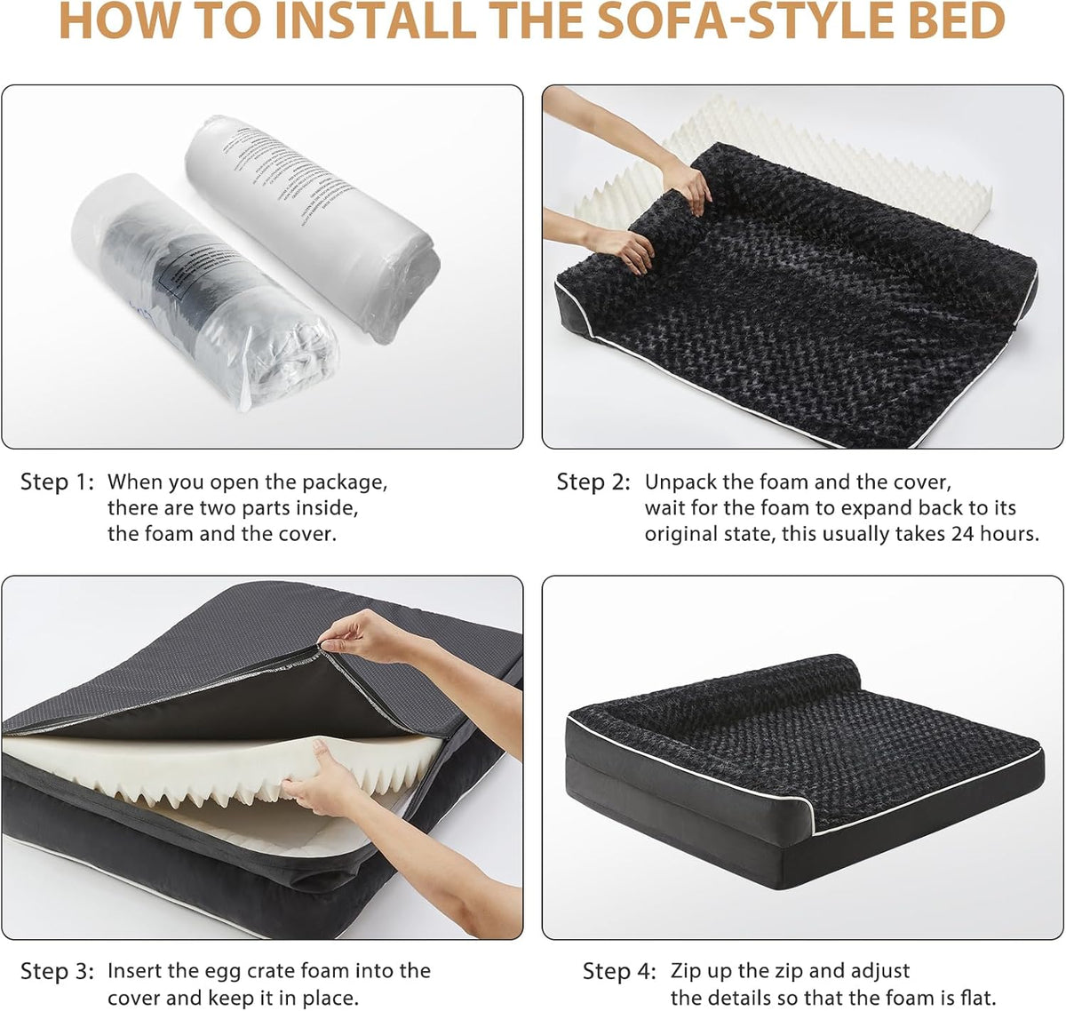 Orthopedic Washable Dog Bed - Black / 42.0"l x 30.0"w x 7.5"th - image 2