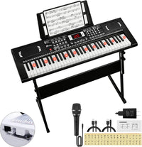 24HOCL pink electronic keyboard piano for kids with 61 lighted keys, LCD screen and microphone - view 4
