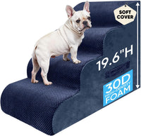 PAWSCRAT 4-Step Pet Stairs for High Beds & Sofas - Blue / 4-step 19.6"H