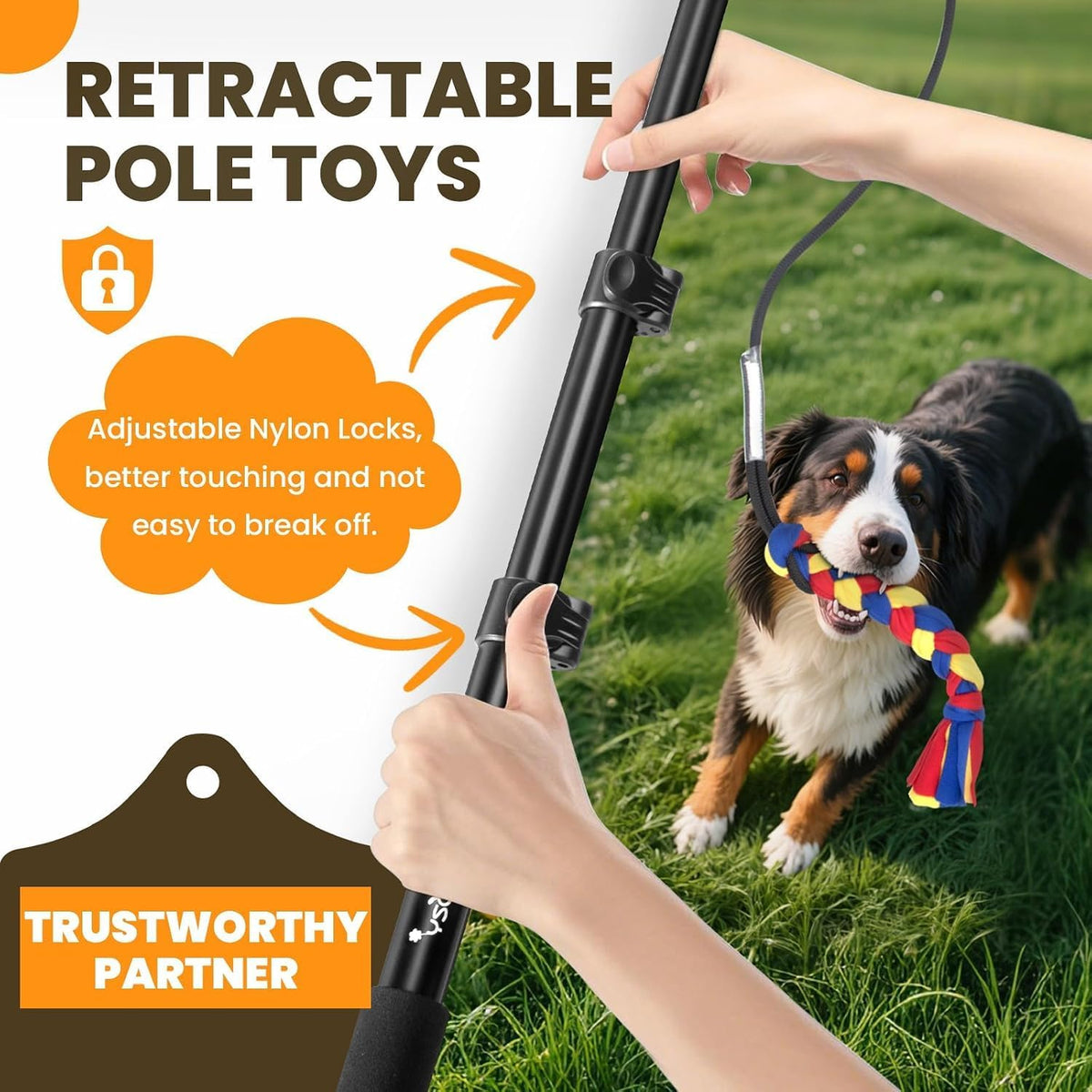 Ycozy Flirt Pole for Dogs Heavy Duty Interactive Toys Tug of War - image 2