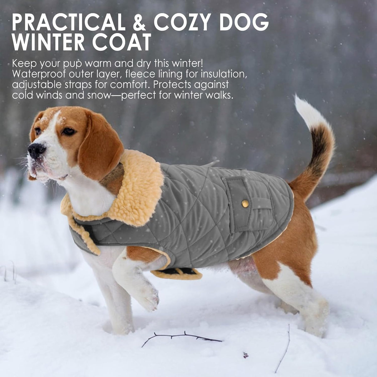 Dog Winter Coats for Small Dogs Puppies - Solid Grey / Small - image 4