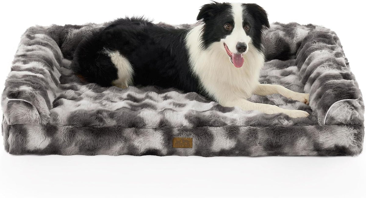 COZY KISS Orthopedic Large Dog Bed, Washable Pet Bed – Essentials for Dogs - XXL (48x32x8 inch) / Tie-dye Grey