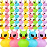 Sotiff mini alien rubber ducks, 25 green ducks with funny faces
