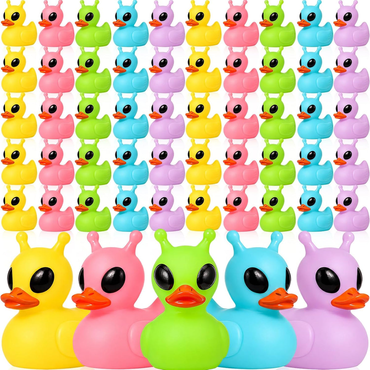 Sotiff mini alien rubber ducks, 25 green ducks with funny faces
