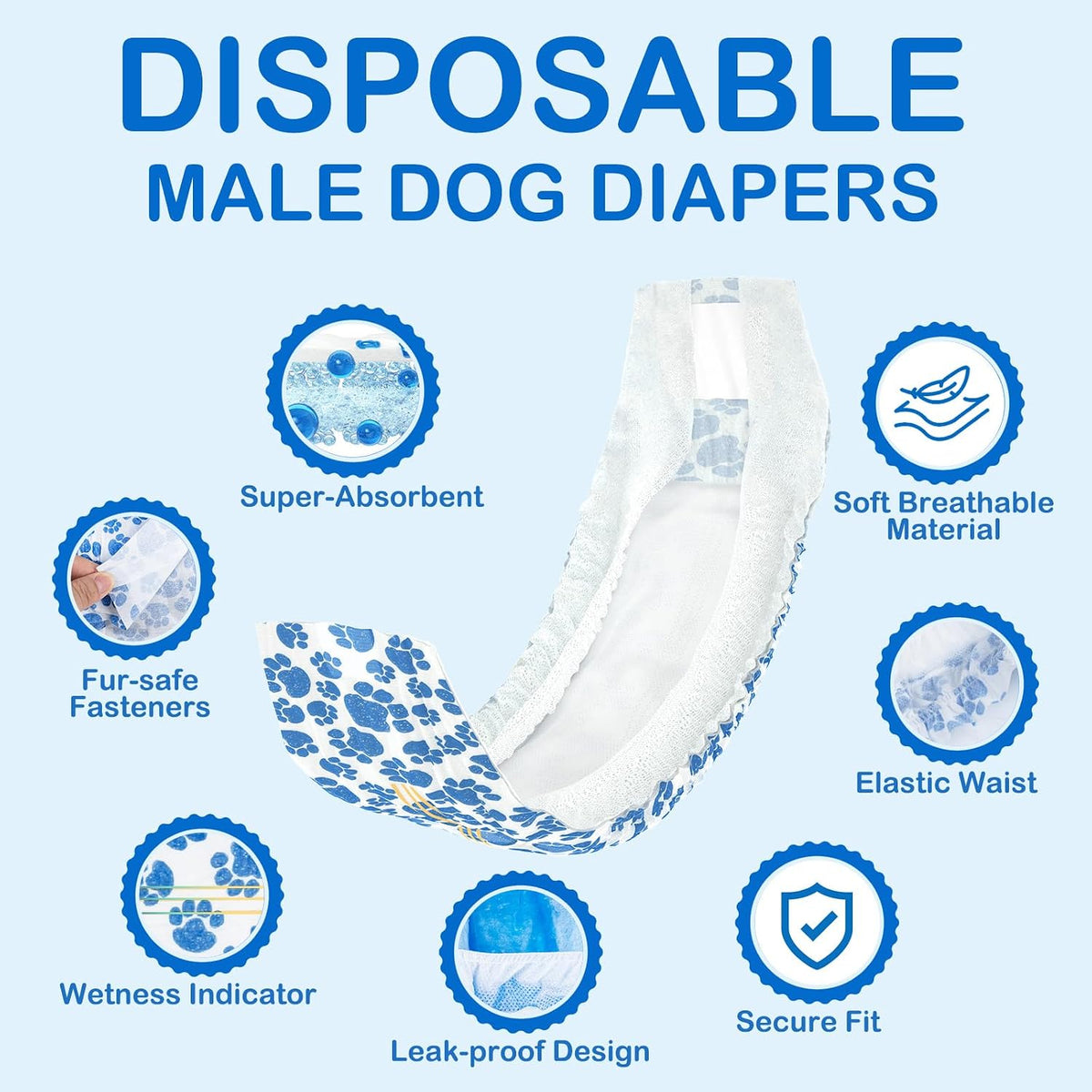 Dono Dog Diapers Male, Disposable Male Dog Wraps 60ct - X-Small / 60.0 - image 3