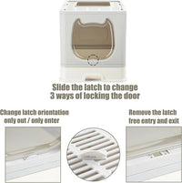 Gefryco Litter Box with Lid for Small to Medium Cats, Enclosed Cat Litter Box with Cover，High Sided Top Entry Cat Box with Brush and Scoop, Cute Kitty Litter Pan with Drawer for Growing Kittens(Grey)