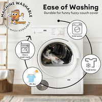 FUNNY FUZZY Pet Couch Cover for Sofa, Calming Dog Bed for Couch, Fluffy Plush Dog Couch Mat for Furniture Protector for Large Medium Small Dogs and Cats, Dark Grey