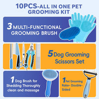 Dog Brush for Shedding 13pcs Bath Grooming Kit with Pet Nail Clipper - Blue 10pcs - image 2