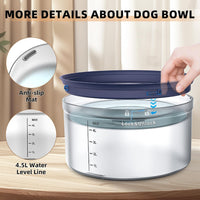 1.2Gal No Spill Dog Water Bowl with Slow Drinking Feeder – Essentials for Dogs - D-Blue - image 4