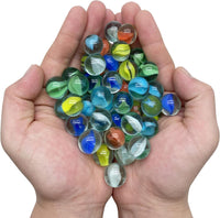 MANSHU 60 Pieces Glass Marbles for Marble Games, 6 Colors.