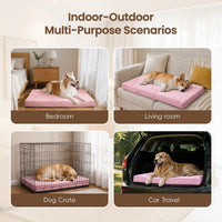 Large Plush Dog Bed for Crate with Washable Cover, 35x22 - 29.0"L x 18.0"W x 3.0"Th / Pink - image 4