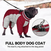 Full body waterproof dog jacket with legs, fleece lining and fur collar - view 2