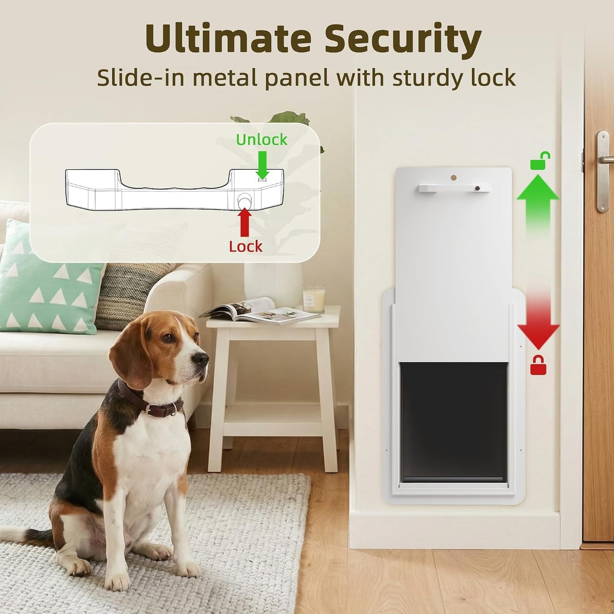URSPET Medium Dog Door for Wall, 3-Flap Insulated, Steel Frame - White / Large / For Wall - image 4