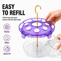2 Pack 16 oz Saucer Hummingbird Feeders for Outdoors - Clear Amethyst / 1-Feeder Set - image 3