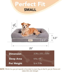 Friends Forever Large Dog Bed Couch - Memory Foam Dog Bed / Chester Grey / 25.0"L x 20"W x 5.5"Th - image 2