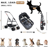 Bicystar 3 in 1 Pet Stroller, Cat Stroller w/Detachable Carrier - image 2