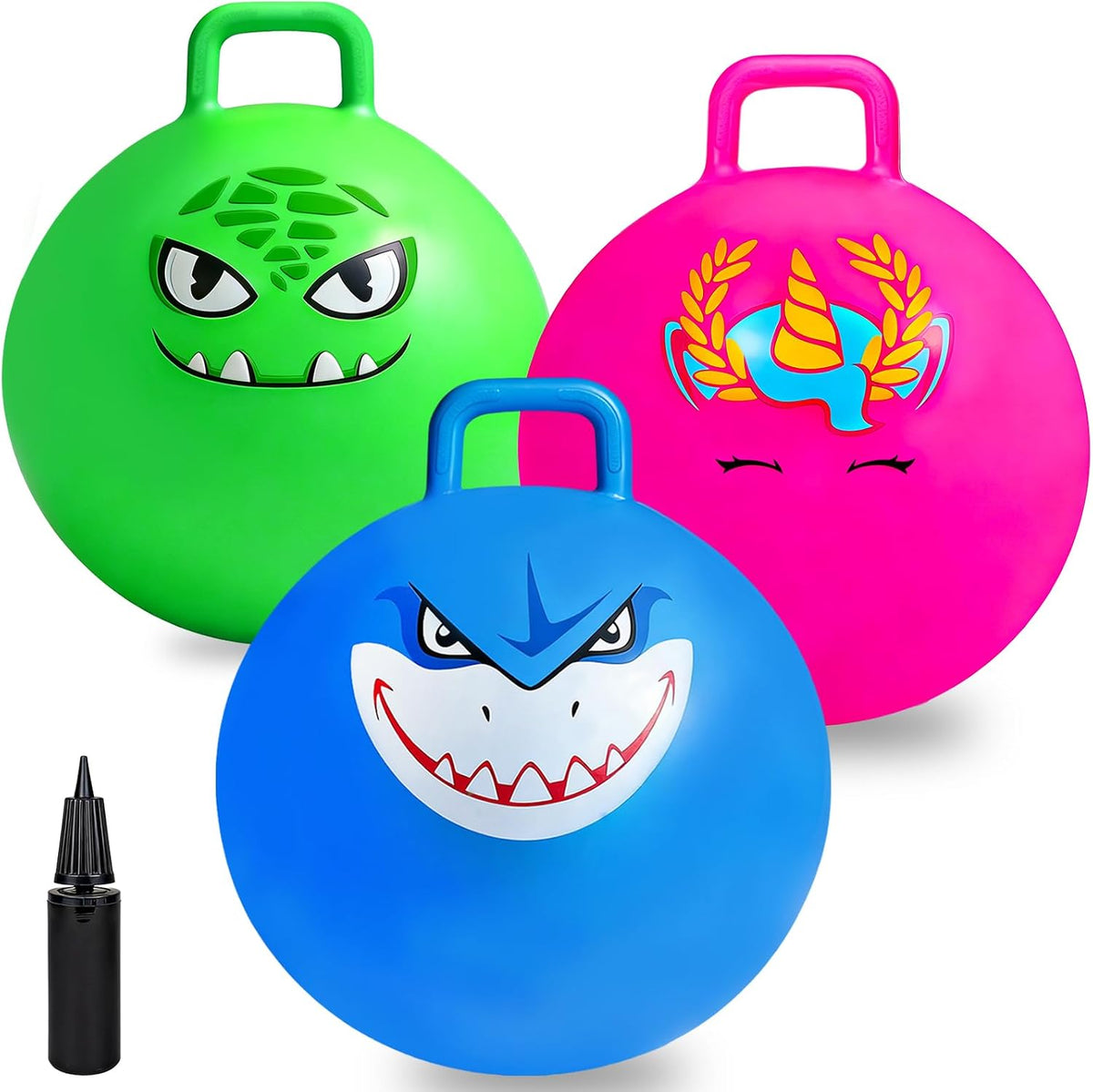 Bounce Balls with Handles for Kids - 3P 18inch Hopper Balls