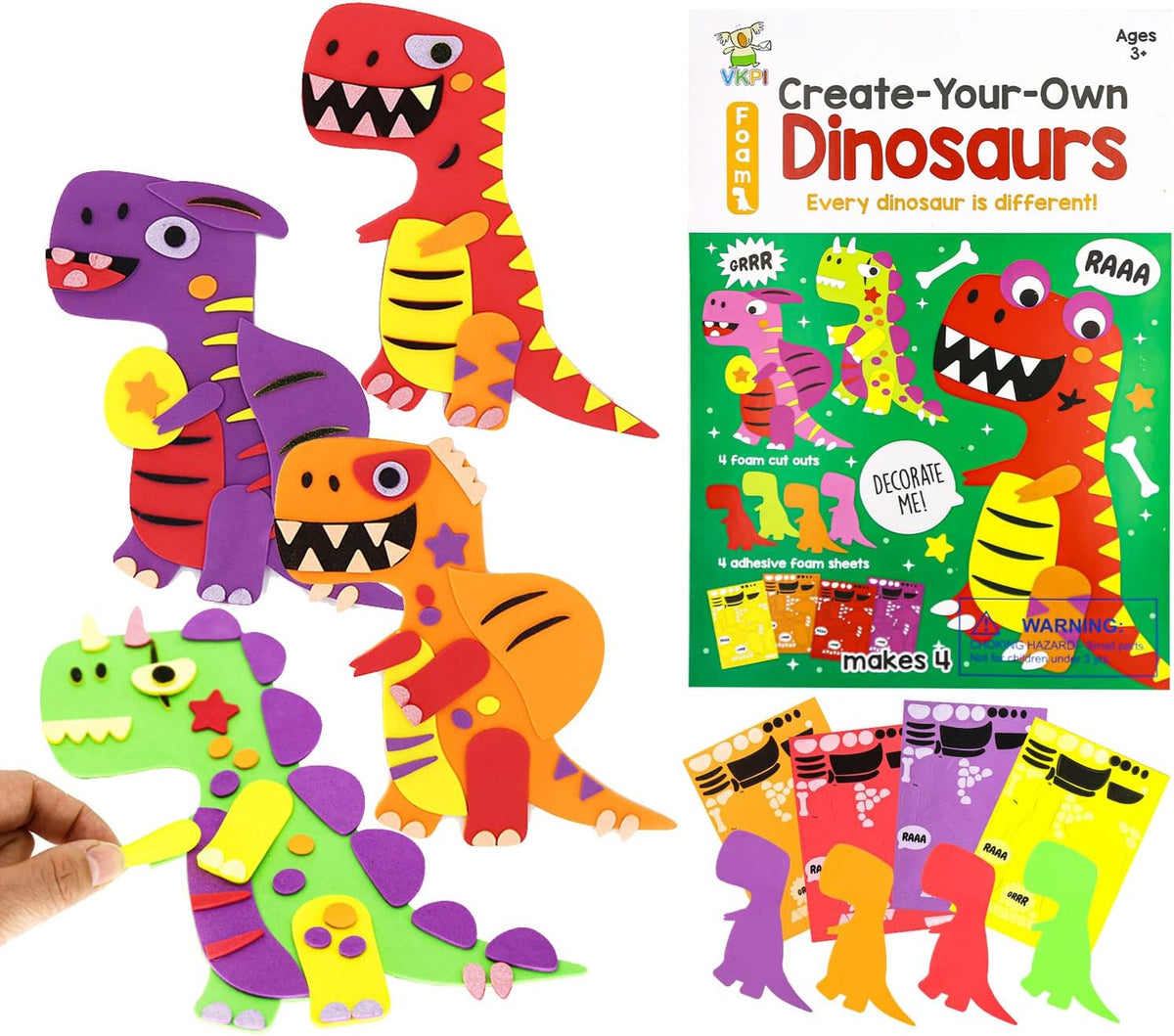 VKPI 4 Butterflies Foam Art Crafts Gift Kit - Dinosaurs