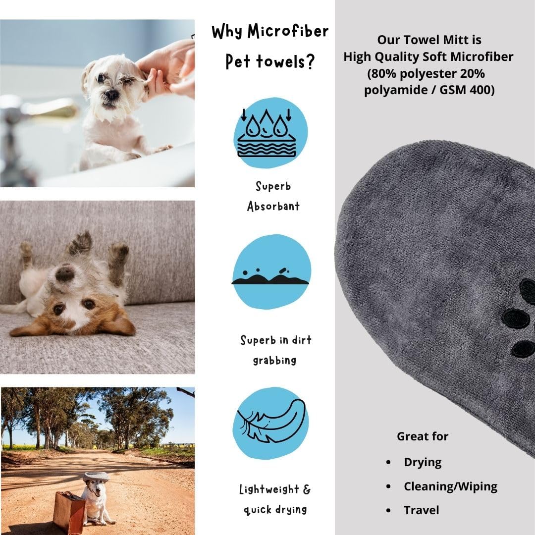 Penny & Niko Microfiber Pet Towel Mitts - Large - 2 pack / Gray - image 4