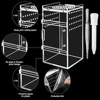 Jumping Spider Enclosure, 3x3x6 Inch Jumping Spider Habitat with Magnet Opening Door Jumping Spider Accessories Small Acrylic Terrarium for Tarantula and Praying Mantis