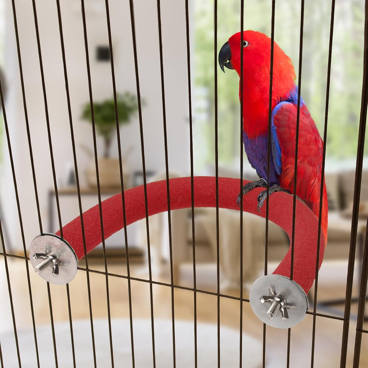 U-Shaped Large Parrot Perch, Quartz Bird Perch for Cage – Essentials for Birds - Large / Red - image 3