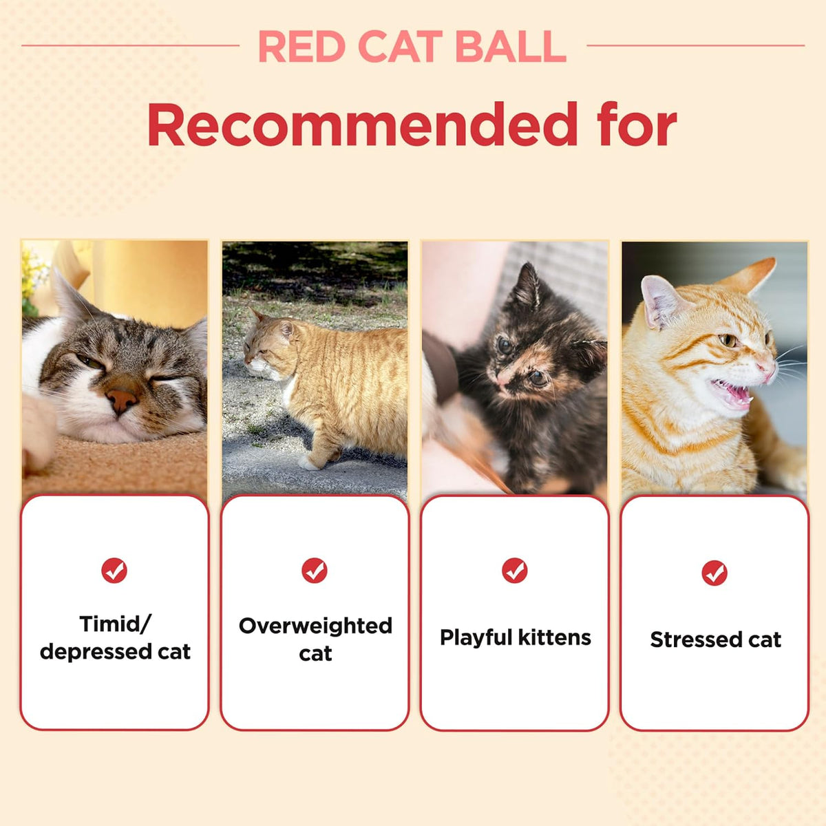 JAYU PET Red Cat Ball, 2.7 inch – Essentials for Cats - W/O Bell / 2.7inch - image 3