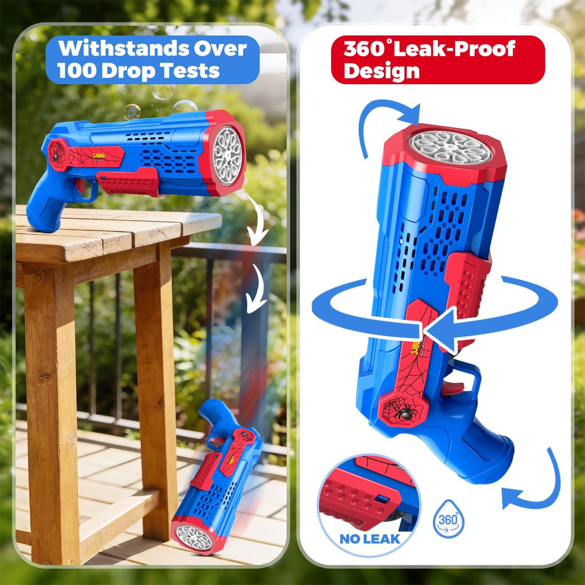 Zerhunt bubble gun for kids 2 pack, blue and red, with bubble solution bottles - view 9