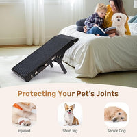 Wood Dog Ramp for Bed, 5-Level Adjustable Height (10" to 21") Pet Ramp with Non-Slip Surface for Couch, Bed and Car, Foldable Dog Ramp for Small, Medium to Large Dogs, Up to 200LBS