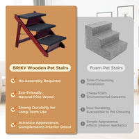 BRIKY Wooden Dog Stairs/Steps, Foldable 4 Steps – Essentials for Dogs - 27.6" L x 18.5" W x 19.5" H - 3 steps - image 4