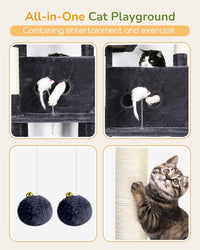 Globlazer Large Cat Tree Tower Condo, 80in Tall Cat Tree for Multiple Indoor Cats Large Adult, XXL Big Cat Climbing Tower with Cat Caves, Sisal Scratching Posts, Top Perches, Hammock, S80B, Dark Gray