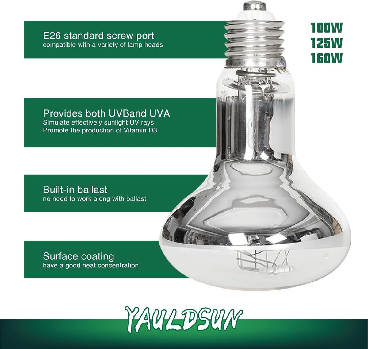 160W UVB UVA Reptile Basking Heat Light Bulbs UV Sun Lamp for Bearded - image 2