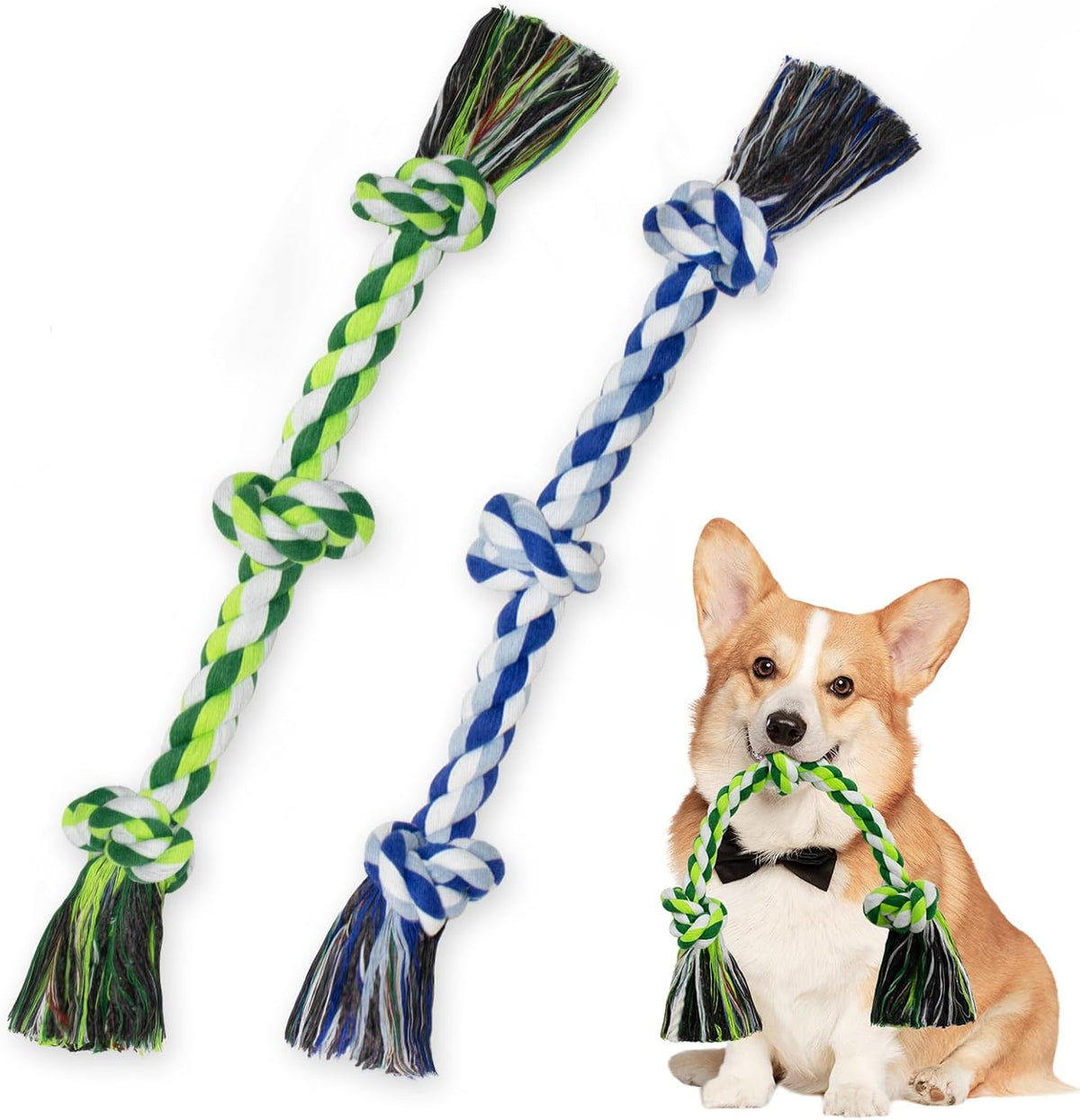 WDZZHOT [2 Pack] Dog Rope Toys - blue+green