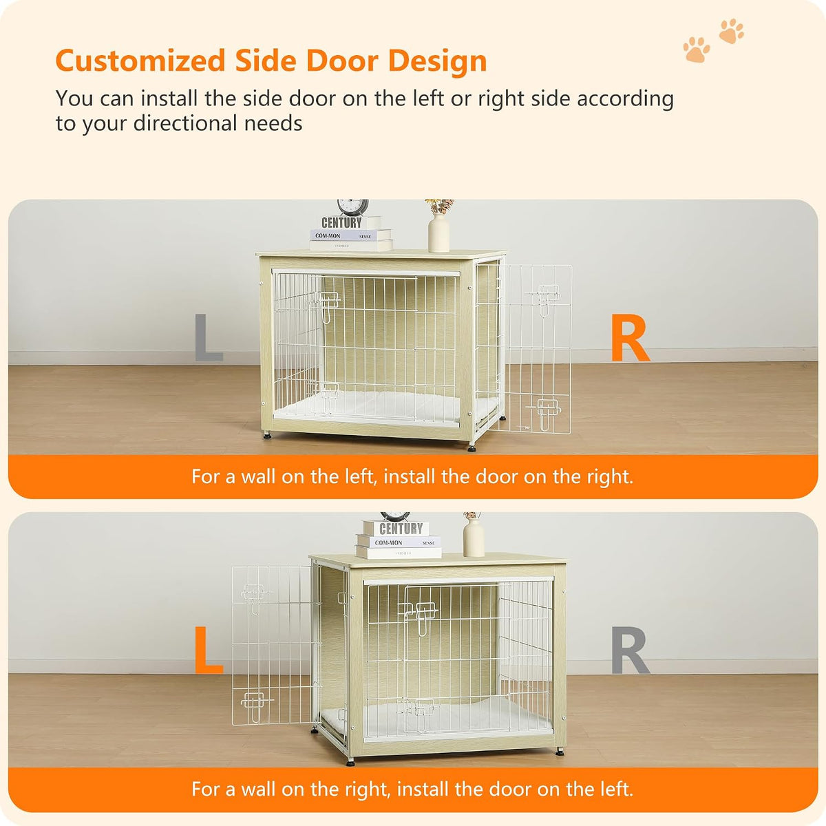 27" Dog Crate Furniture, Dog Kennel Indoor - White Oak / 32.5"L x 21.9"W x 25.6"H - image 4