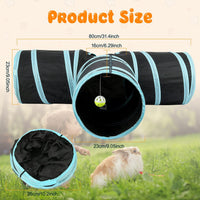 Bunny Tunnels & Tubes, 3-Way Collapsible Rabbit Hideout for Bunnies – Essentials for Small Pets - Grey - image 3