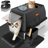XL Enclosed Stainless Steel Litter Box with Lid - Black
