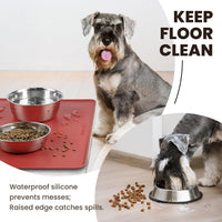 VIVAGLORY Pet Food Mat Flexmat Dog Bowl Mat, S - Burgundy / S (18.9 x 11.8in) - image 2