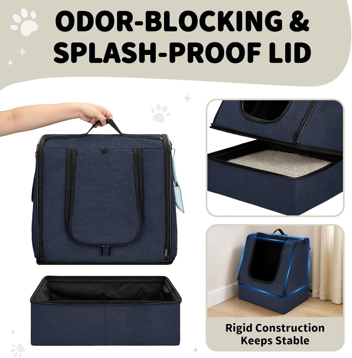 apollo walker Portable Cat Litter Box With Waterproof bag and Lid - Blue / Medium - image 3