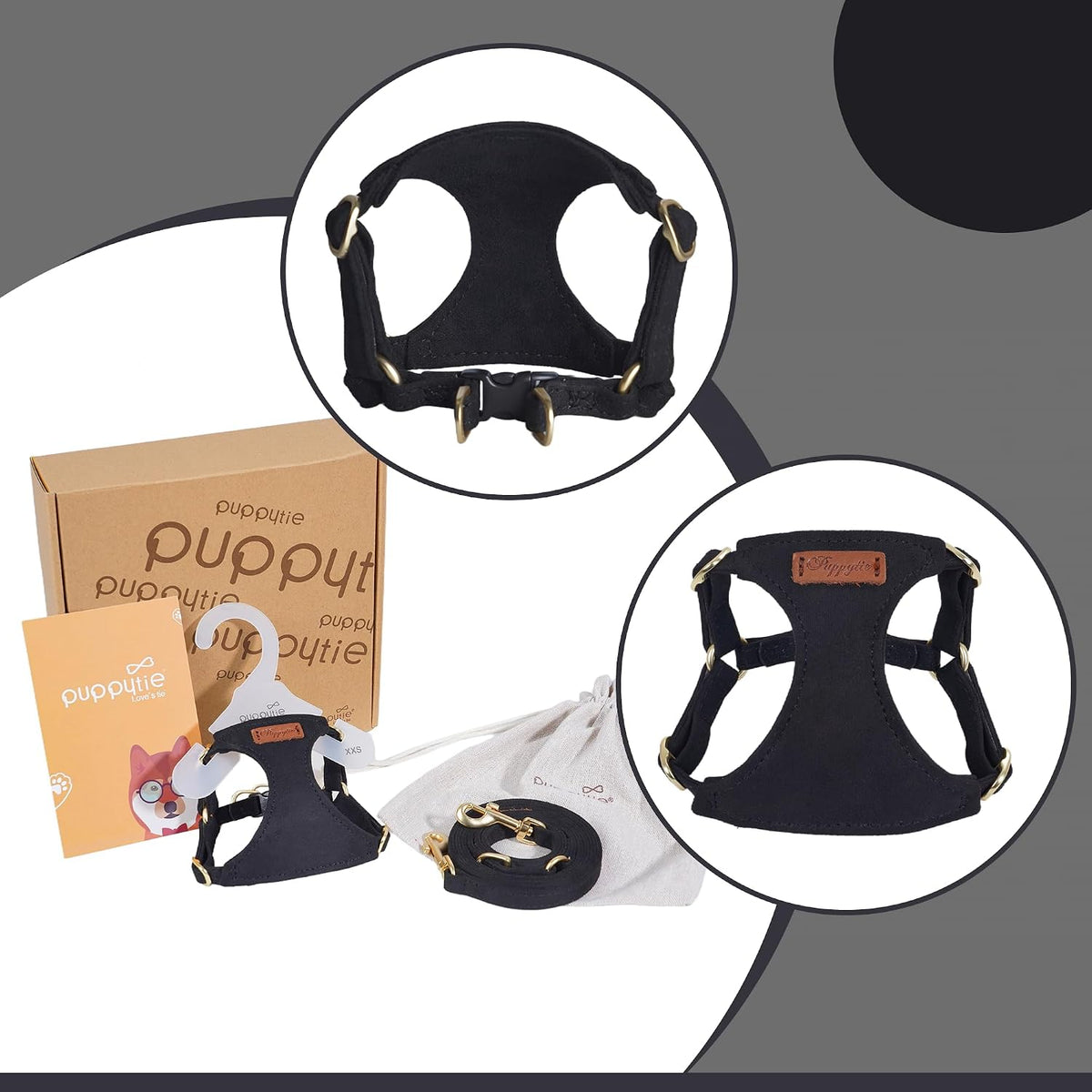 Puppytie Small Dog Harness and Leash Set, Pink, S – Essentials for Dogs - black / XXS(2.2-6lb） - image 3