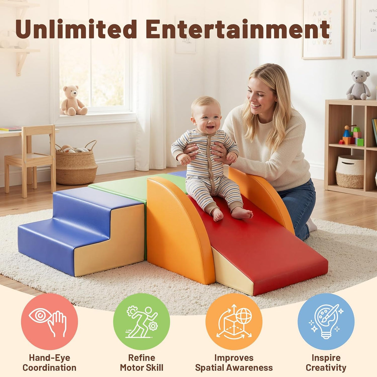 TODIBY 6-Piece Soft PU Leather Toddlers Climbing Toys - Classic / Extra-large Size - image 3