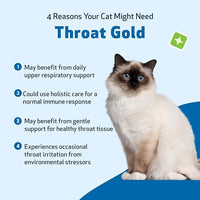 Pet Wellbeing Throat Gold for Cats - Supports Throat Comfort, Upper Respiratory Health, Occasional Throat Hoarseness, Slippery Elm, Mullein - Veterinarian-Formulated Herbal Supplement 4 oz (118 ml)