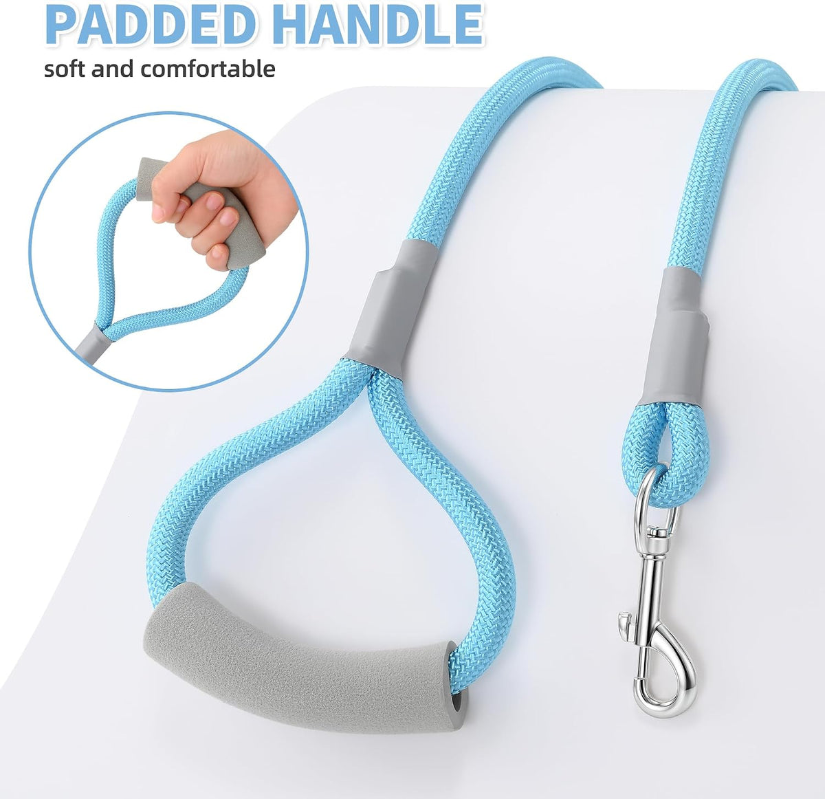 Mile High Life Dog Leash, with Padded Handle - Sky Blue / 6 Feet - image 3