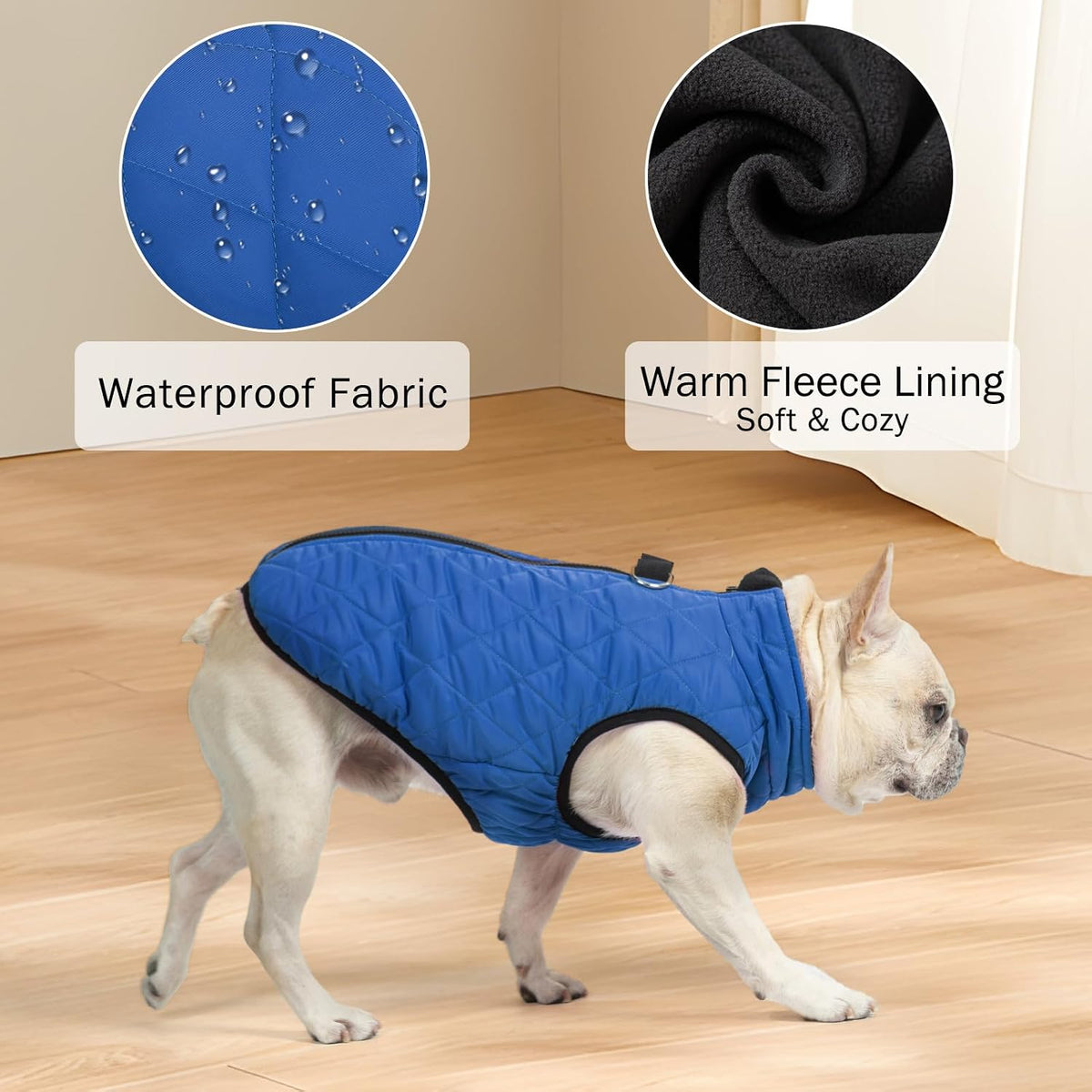 Winter Dog Vest Coat with Harness Built in – Essentials for Dogs - #2 Blue-Gloss / M(Chest 16.5")-Regular - image 3