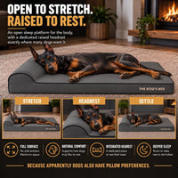The Dog’s Bed Orthopedic Memory Foam Dog Bed with Headrest XL 6-Inch – Essentials for Dogs - Grey with Black Trim / XXL (54"L x 36"W x 4"Th) - image 4