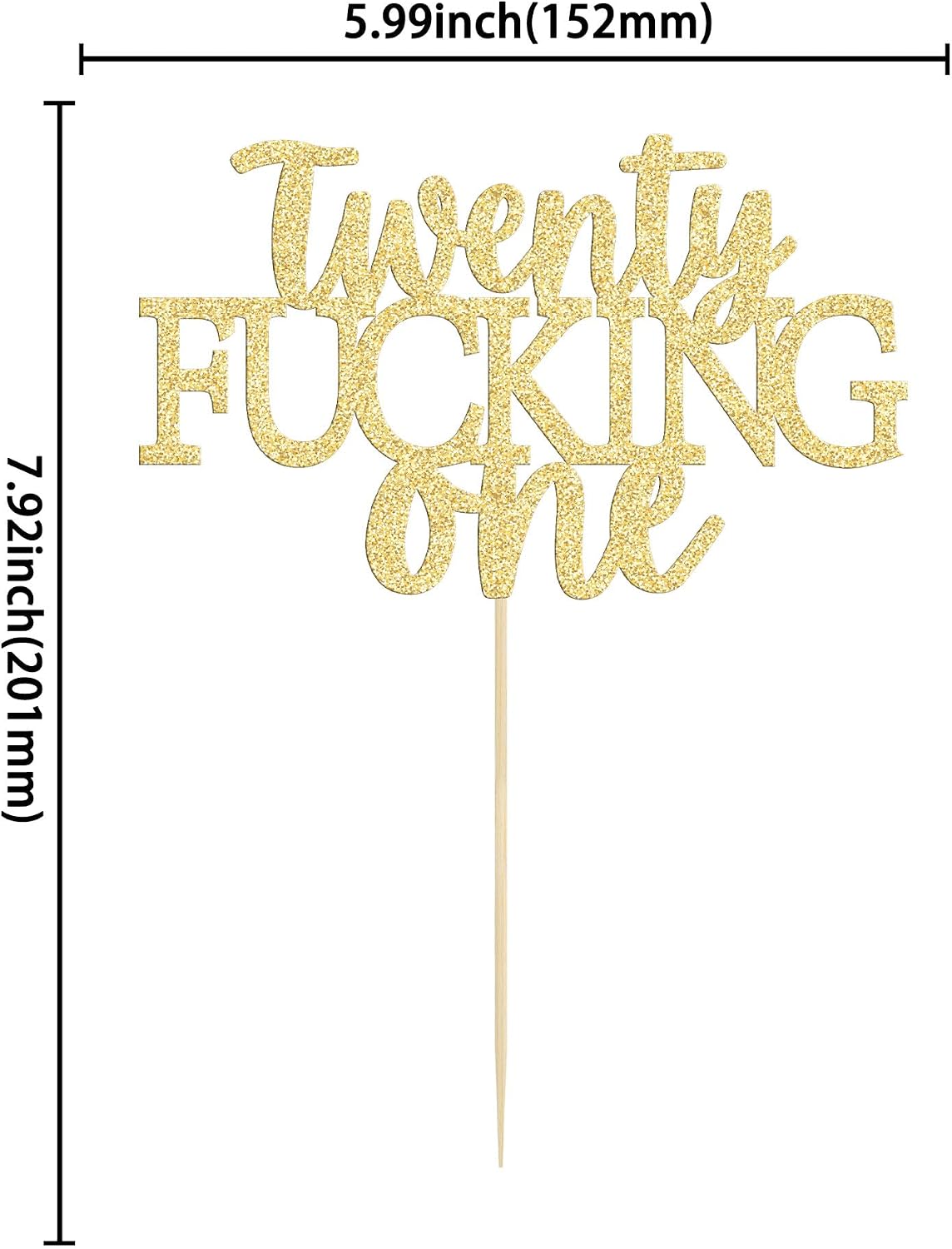 Gyufise black glitter 21st birthday cake topper on a food-grade pick - view 7