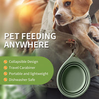 Dog Bowl Pet Travel Collapsible Bowls 2 Pack - Green + dark grey - image 2