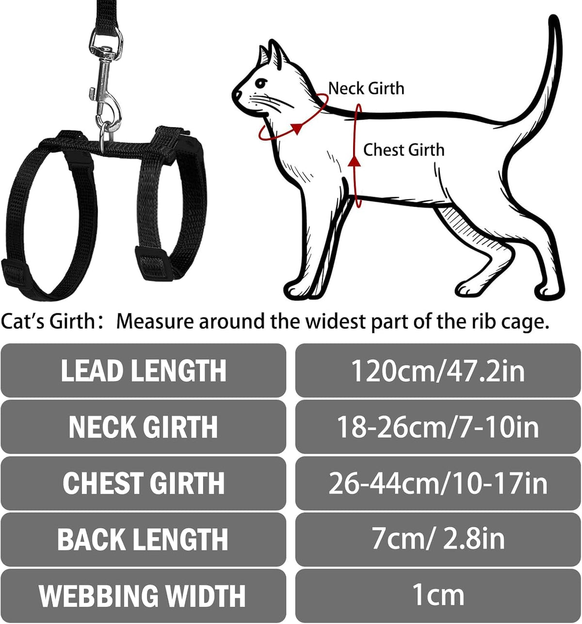 PUPTECK Adjustable Cat Harness and Leash Set Escape Proof Kitten - Small / Black - image 2