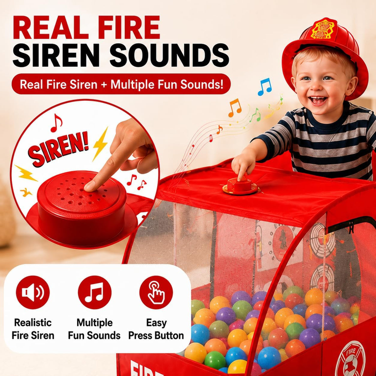 Kiddey Fire Truck Play Tent for Kids - image 2